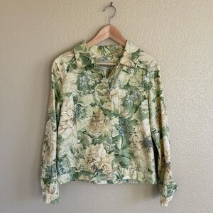 Coldwater Creek Green and Yellow Floral Jacket